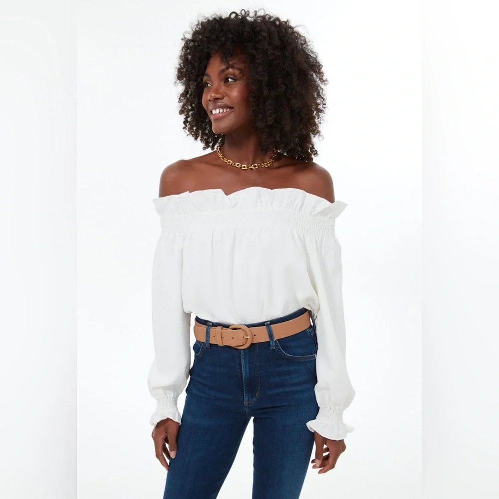 TUCKERNUCK White Off the Shoulder Marguerite Blouse NWT - Picture 2 of 14